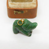 Carved Nephrite Jade Elephant Charm Pendant Vintage c1970