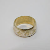 Sterling Silver Leaf Pattern Textured Band Ring Vintage c1970 Size I 1/2