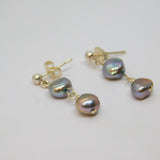 Pair of Sterling Silver Purple Freshwater Pearl Stud Earrings Contemporary c2015