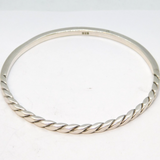 Sterling Silver Modernist Rope Twist Pattern Bangle Bracelet Vintage 1973 London
