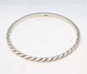 Sterling Silver Modernist Rope Twist Pattern Bangle Bracelet Vintage 1973 London