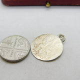Silver Dipped 1 Frankfurt German Heller Coin Charm Pendant 1820