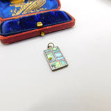 Sterling Silver Rectangular Abalone Window Charm Pendant Vintage c1970