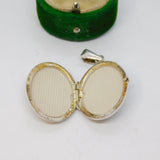 Sterling Silver Brushed Etched Floral Oval Locket Charm Pendant Vintage c1970