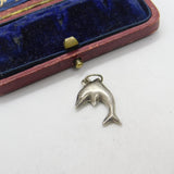 Sterling Silver Leaping Dolphin Charm Pendant Vintage c1970