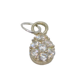Sterling Silver CZ Set Delicate Drop Charm Pendant Vintage c1990