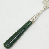 New Zealand Sterling Silver Nephrite Jade 'Kia Ora' Cake Fork Antique c1890