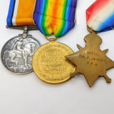 WW1 British Medal Group BMBR F Janaway, RFA War, Victory & 1914/1915 Star Medal