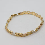 Gold On Sterling Silver Crystal, Hearts & Kisses Bracelet Contemporary c2000