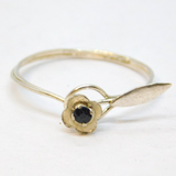 Sterling Silver Studio Style Sapphire Set Flower Dress Ring Vintage c1970 Size O