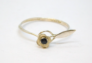 Sterling Silver Studio Style Sapphire Set Flower Dress Ring Vintage c1970 Size O