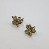 Pair of Sterling Silver Spinel Dog Paw Stud Earrings Vintage c1970
