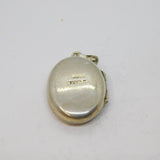 Sterling Silver Floral Pattern Oval Locket Charm Pendant Vintage c1970