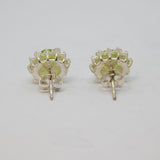 Pair of Sterling Silver Peridot & White Sapphire Stud Earrings Vintage c1970