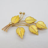 Jemax Sterling Silver Gilt & Yellow Enamel Floral Spray Brooch Vintage c1950s