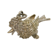 Sterling Silver Perched Bird Charm Pendant Vintage c1970s