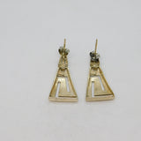 Pair of Sterling Silver Mexican Aztec Hinged Stud Drop Earrings Vintage c1970