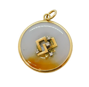 20th Century Chinese 14ct Gold, Natural Jade & Diamond Pendant Antique c1920s