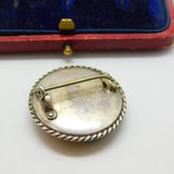 Sterling Silver & Morpho Butterfly Wing Island Scene Brooch Antique c1930 Deco