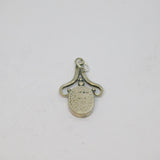 Sterling Silver Blue Foiled Glass Oval Drop Charm Pendant Vintage c1970