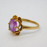 9ct Yellow Gold, Faceted Amethyst Dress Ring Vintage 1975 London