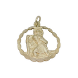 Sterling Silver Wreath Form St Christopher Travel Charm Pendant Vintage c1970