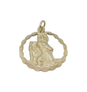 Sterling Silver Wreath Form St Christopher Travel Charm Pendant Vintage c1970