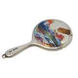 Sterling Silver & Enamel Chatelaine Mirror Fob Antique 1923 Birmingham AF