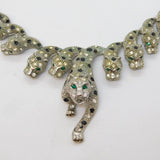Large Costume Jewellery Silver Plated Leaping Panther Necklace Vintage
