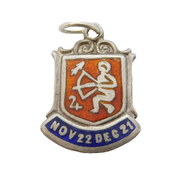Sterling Silver Enamel Sagittarius the Archer Charm Pendant Vintage c1970s