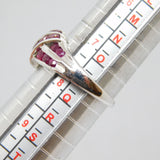 Sterling Silver 18 Ruby Crossover Modernist Dress Ring Vintage c1970 Size P