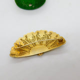 Chinese Export Sterling Silver Gilt Enamel Filigree Fan Brooch Vintage c1950