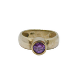 Sterling Silver Amethyst Solitaire Studio Band Ring Vintage c1970 Size G 1/2