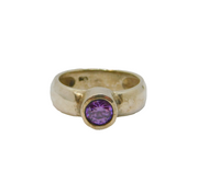 Sterling Silver Amethyst Solitaire Studio Band Ring Vintage c1970 Size G 1/2