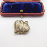 Sterling Silver Heart Cage Charm Pendant Vintage c1970