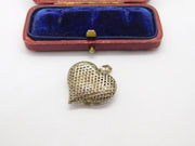 Sterling Silver Heart Cage Charm Pendant Vintage c1970