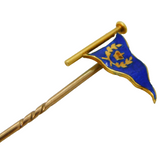Victorian 15ct Yellow Gold & Enamel Royal Sailing Flag Stick Pin Antique c1890s