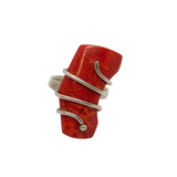 Sterling Silver Chunky Red Jasper Studio Statement Ring Vintage c1970 Size Q 1/2