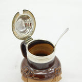 George IV Sterling Silver Mounted Stoneware Mustard Pot Antique 1827 Sheffield