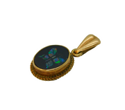 9ct Yellow Gold & Cut Opal Section Butterfly Drop Pendant Vintage c1970s