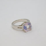 Sterling Silver Lavender Quartz Solitaire Dress Ring Modern c1990 Size L 1/2