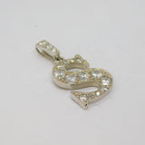 Sterling Silver Sparkling Paste Set 'S' Initial Charm Pendant Modern c1990s