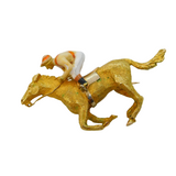 9ct Yellow Gold & Red-Cream Enamel Horse Racing Brooch Vintage 1973 Birmingham