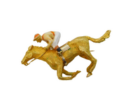 9ct Yellow Gold & Red-Cream Enamel Horse Racing Brooch Vintage 1973 Birmingham