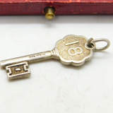 Sterling Silver Commemorative 18th Birthday Key Charm Pendant Vintage c1970