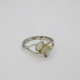 Sterling Silver Triple Marquise Opal Dress Ring Contemporary c1990 Size N 1/2