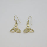 Pair of Sterling Silver Celtic Trinity Knot Hook Drop Earrings Modern c1990s