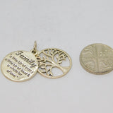 Sterling Silver Family Quote Tree Of Life Double Disc Pendant Modern c2000s