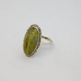 Sterling Silver Connemara Marble & Marcasite Dress Ring Antique c1930 Size M