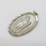 Sterling Silver Large Oval St Christopher Pendant Vintage London
